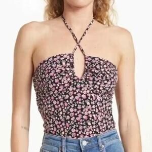 WAYF Halter Neck Floral Ditzy Bodysuit NWT